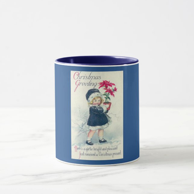Victorian Girl Holiday Vintage Christmas Mug (Center)