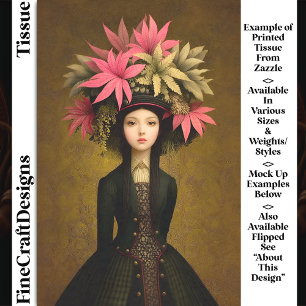 Victorian Girl, Large Floral Hat DK5R Decoupage Tissue Paper