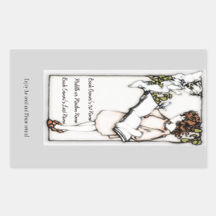 Victorian Girl Reading Personalized Bookplate Sticker