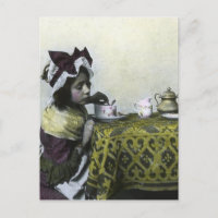 Victorian Girl Tea Time Vintage Magic Lantern