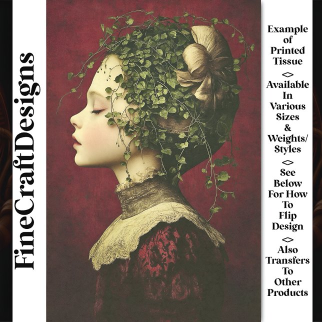 Victorian Girl, Velvet Dress, Vines BE4 Decoupage Tissue Paper (Creator Uploaded)