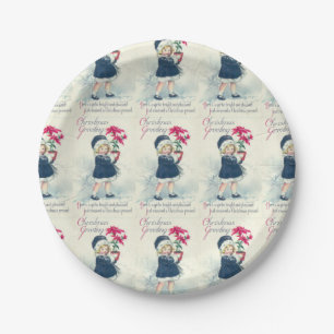 Victorian Girl Vintage Christmas Paper Plates