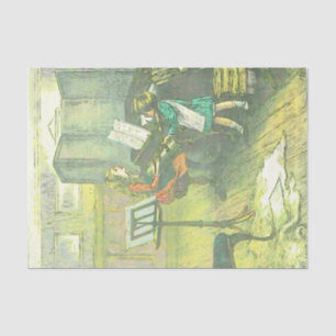 Victorian Girl's Musical duo decoupage Tissue Paper