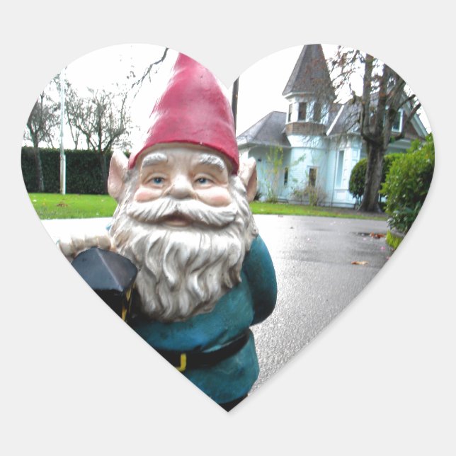 Victorian Gnome Heart Sticker (Front)
