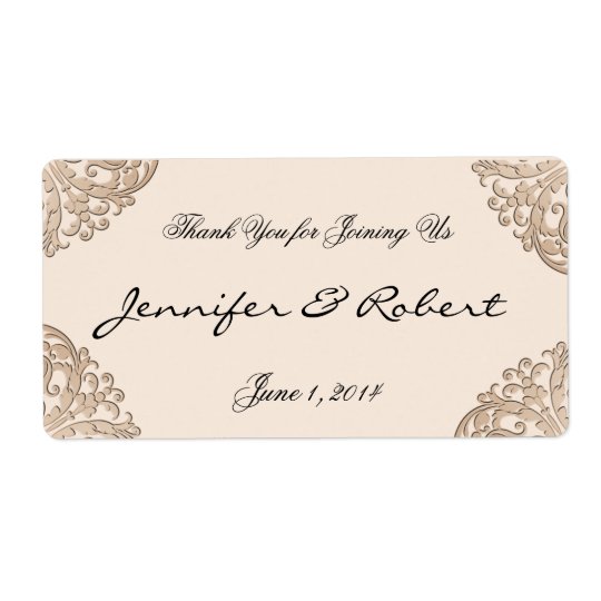 Victorian Gold Filigree Water Bottle Label Shipping Label