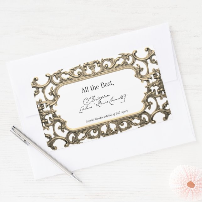 Victorian Gold Signature Author BookPlate Template Sticker (Envelope)