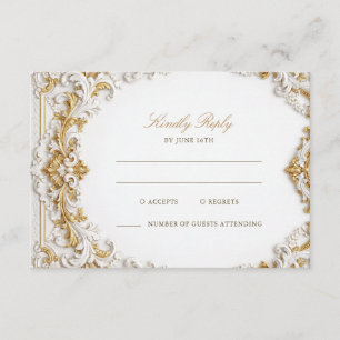 Victorian Gold & White Baroque Frame RSVP Enclosure Card