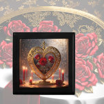 Victorian golden heart with red roses, vintage gift box<br><div class="desc">This beautiful keepsake box / Jewellery box / gift box features a Victorian golden heart decorated with red roses and candles on a romantic background in soft colours. Makes a great gift for Valentine's Day,  birthdays and more!</div>