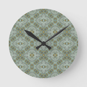 Victorian Golden Leaves Round Clock
