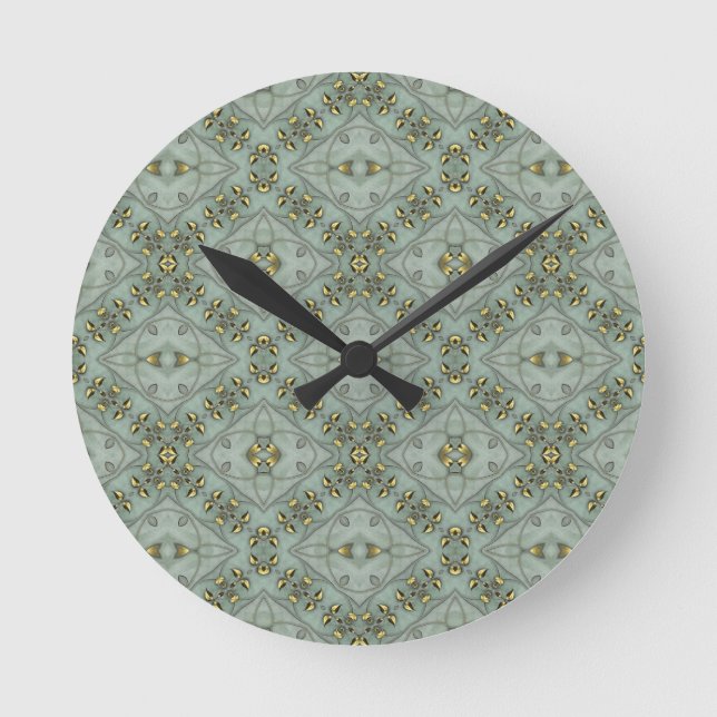 Victorian Golden Leaves Round Clock (Front)