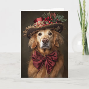 Victorian Golden Retriever Christmas Holiday Card