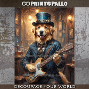 Victorian Golden Retriever with electric guitar !! Tissue Paper