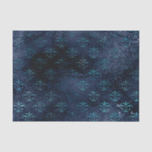 Victorian Gothic Blue Damask Tissue Paper