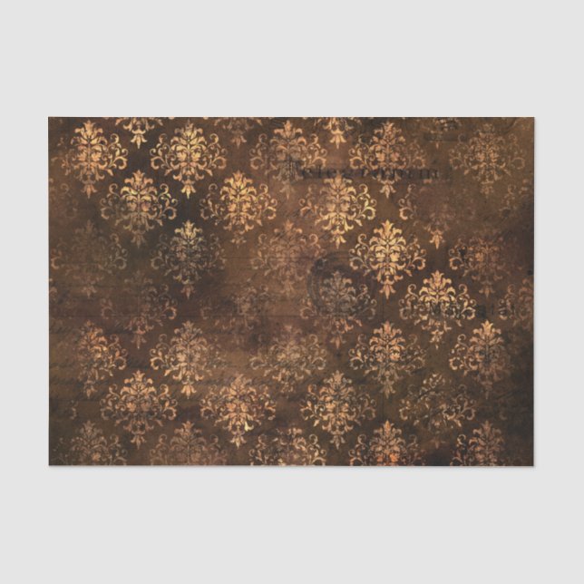 Victorian Gothic Brown Damask Tissue Paper (Front)