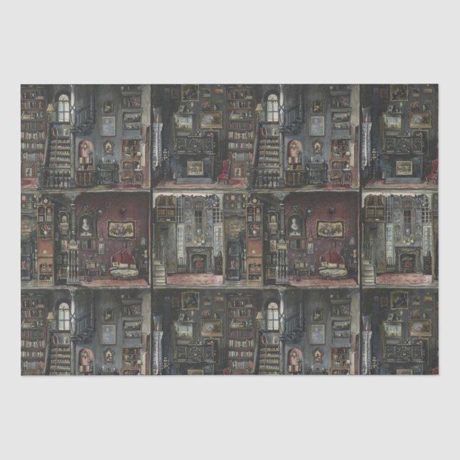 Victorian Gothic Dollshouse Dark Academia Tissue Paper (Front)
