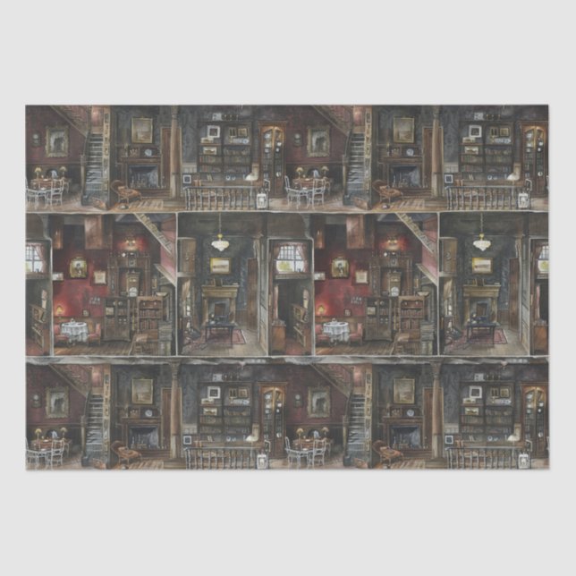 Victorian Gothic Dollshouse Dark Academia Tissue Paper (Front)