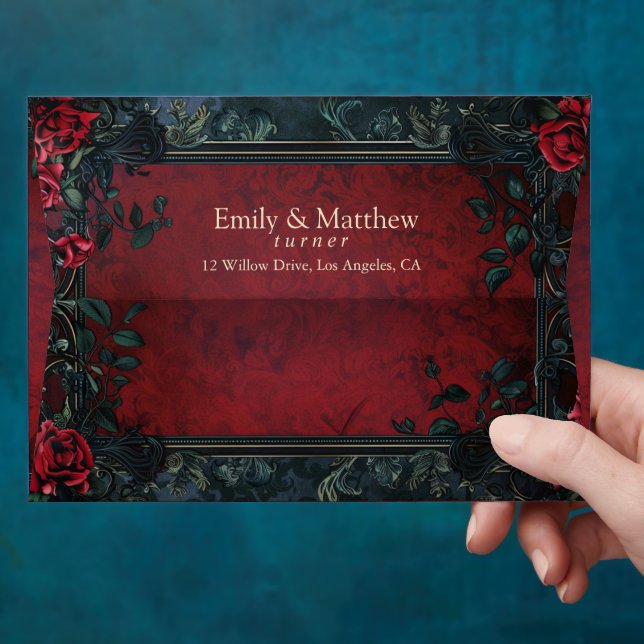 Victorian Gothic Elegance Wedding  Envelope (Hand)