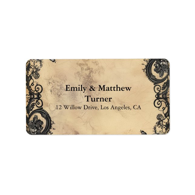 Victorian Gothic Elegance Wedding Label (Front)