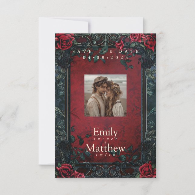 Victorian Gothic Elegance Wedding Save The Date (Front)