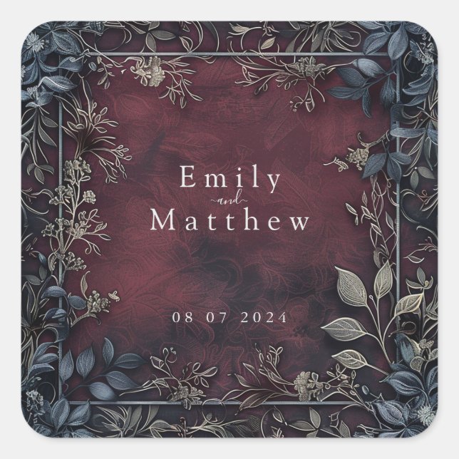 Victorian Gothic Elegance Wedding Square Sticker (Front)