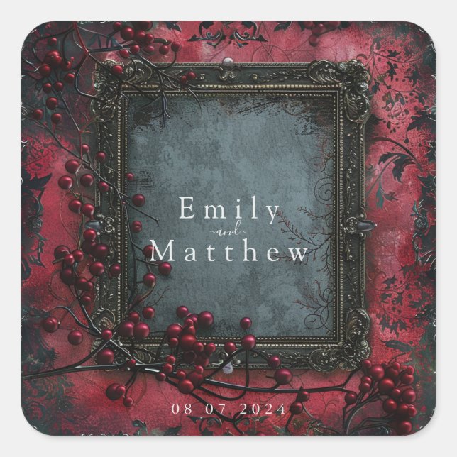 Victorian Gothic Elegance Wedding Square Sticker (Front)