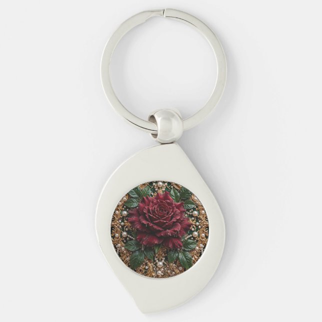 Victorian Gothic Floral Giant  Keychain (Front)