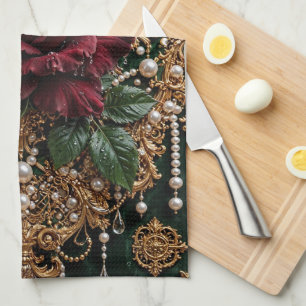 Victorian Gothic Floral Kitchen Towel