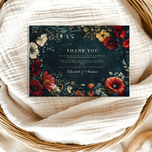 Victorian Gothic Floral Wedding Thank You Card