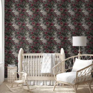 Victorian Gothic Garden Roses Pattern Wallpaper