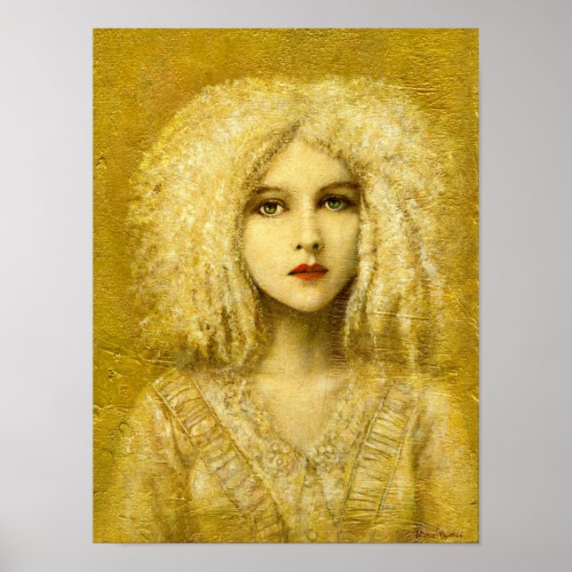Victorian Gothic Girl In White On Gold Print (Front)