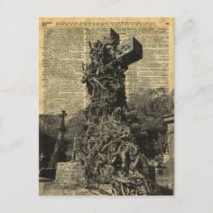 Victorian Gothic Graves,Tombstones Halloween Art Postcard