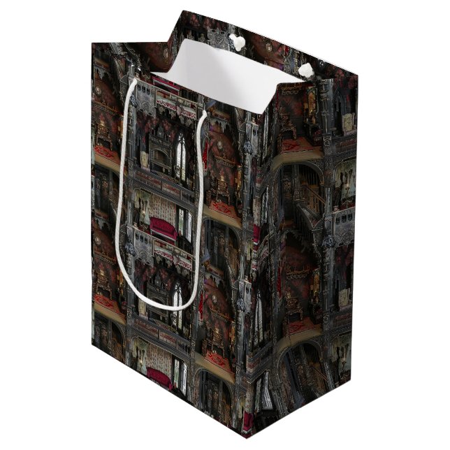 Victorian Gothic Haunted Dollshouse with Dolls in  Medium Gift Bag (Front Angled)