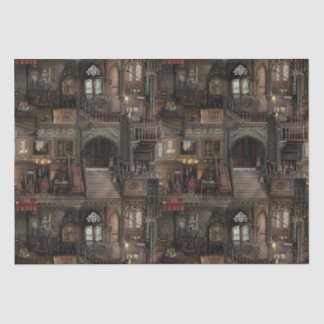 Victorian Gothic Haunted Dollshouse with Dolls in Tissue Paper