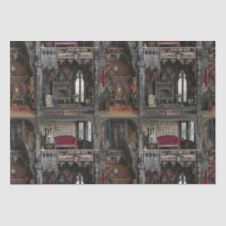 Victorian Gothic Haunted Dollshouse with Dolls in Tissue Paper