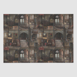 Victorian Gothic Haunted Dollshouse with Dolls in Tissue Paper