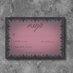 Victorian Gothic Iron Border Burgundy Wedding RSVP Card