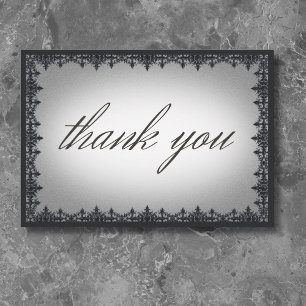 Victorian Gothic Iron Border White Wedding Thank You Card