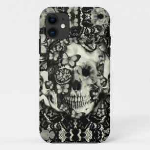 Victorian gothic lace skull pattern iPhone 11 case