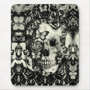 Victorian gothic lace skull pattern mouse pad