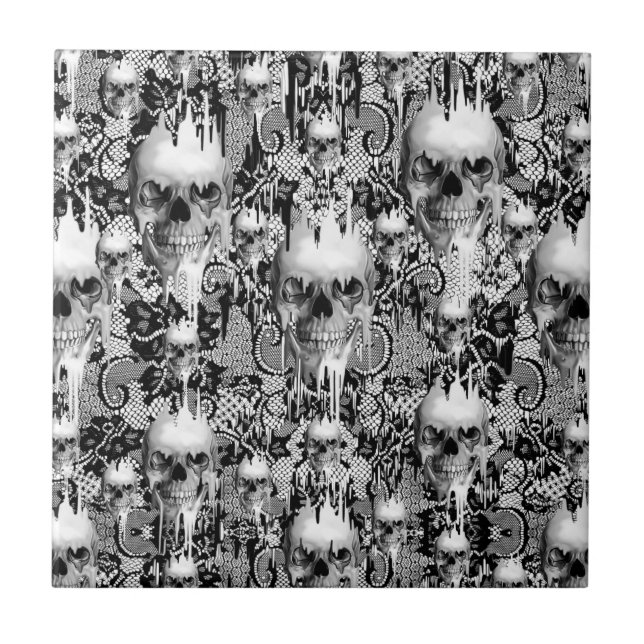 Victorian Gothic Lace skull pattern Tile (Front)