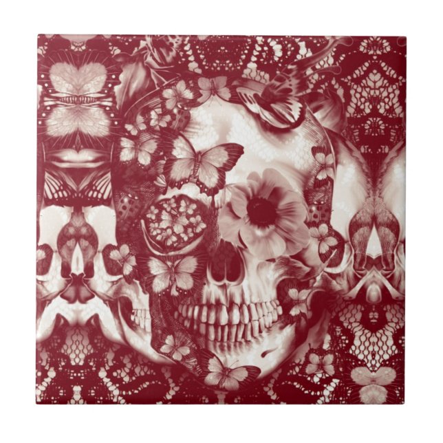 Victorian gothic lace skull tile (Front)