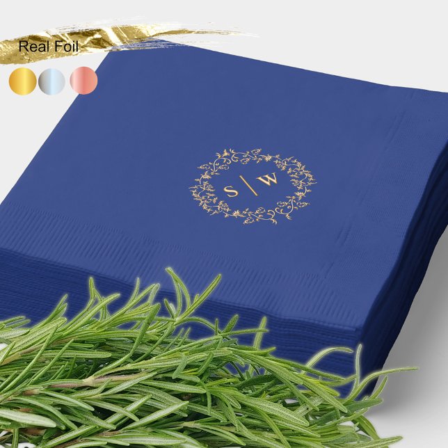 Victorian Gothic Wedding Monogram Gold Foil Napkins (Creator Uploaded)
