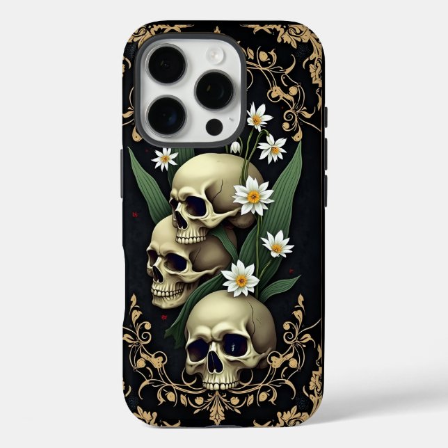 Victorian Gothic with Skulls and Flowers Case-Mate iPhone Case (Back)