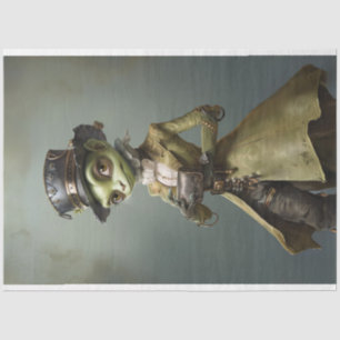 Victorian Green Cricket Decoupage Tissue Paper