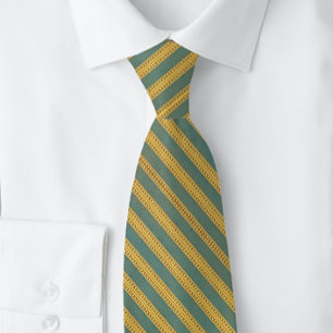 Victorian Green Yellow Stripes Teal Classy Tie