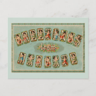 Victorian greetings from Margate, cherubs, angels Postcard