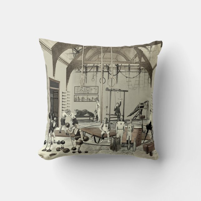 Victorian Gym Throw Pillow (Front)