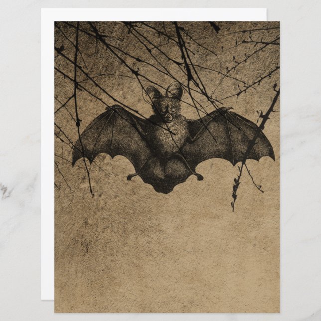 Victorian Halloween Gothic Bat Scrapbook Paper (Front/Back)