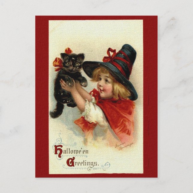 Victorian Halloween Greetings Postcard (Front)