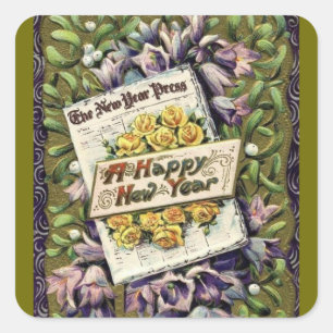 Victorian Happy New Year Stickers